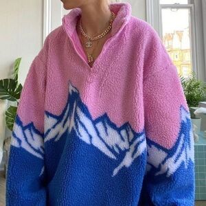 Urban outfitters lazy oaf snow mountain zip fleece sweatshirt